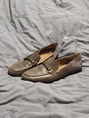 Patricia Nash Fia Horsebit Loafer Collapsible Heel Taupe Tan Leather Women 8